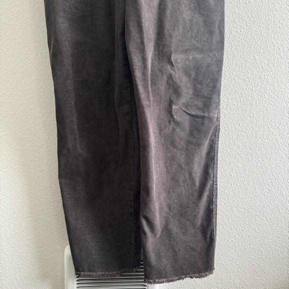 Aerie Werk & Play Corduroy Overalls Raw Hem Grey Cotton Minimalist Fall Winter - Picture 7 of 12